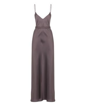 Antonelli Mud Viscose Maxi Dress With V-Neckline - Purple
