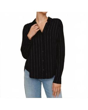 Bella Dahl Lurex Stripe Clean Shirt - Black