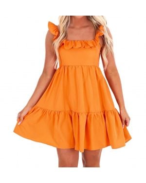 Idem Ditto Touchdown Throwdown Ruffle Mini Dress - Orange