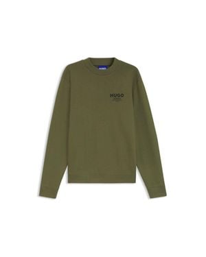 HUGO French-Terry Cotton Sweatshirt With Bold Logo Print - Green