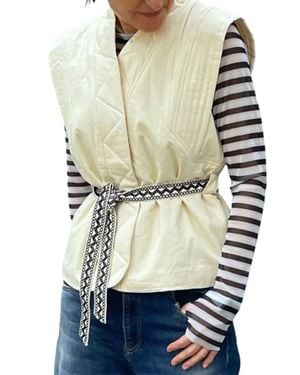 Suncoo Quilted Shawl Collar Vest - Natural