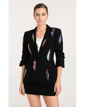 Cinq À Sept Paillette Whirl Scrunched Cheyenne Blazer - Black
