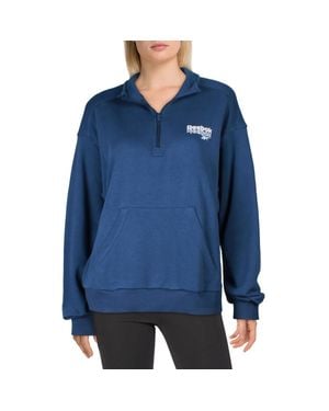 Reebok Rie 1/4 Zip Pocket Cotton Sweatshirt - Blue