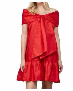 Fate Oversized Bow Detail Taffeta Mini Dress - Red