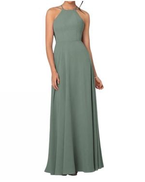 Sorella Vita Simple Bridesmaid Dress With High Halter Neckline - Green