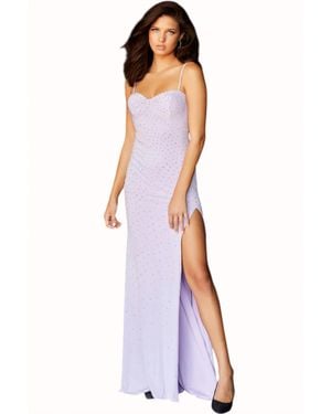 Jovani Ruched Bust Embellished Prom Dress - Purple