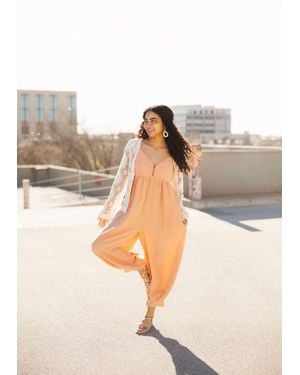 Eesome Mineral Washed Sleeveless Jumpsuit - Natural