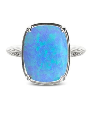 Sterling Forever Sterling Ocean Opal Elongated Cushion Ring - Blue