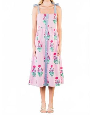 Thml Tie Floral Midi Dress - Pink