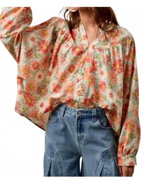 Bibi Flower Printed Dolman Sleeve Top - Multicolor