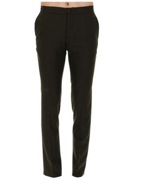Incotex Neutrals Flat-Front Wool Formal Pants - Black