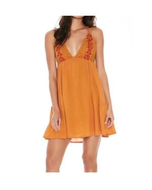 L*Space Eliana Beach Swim Cover Up Embroidered Mini Dress - Orange