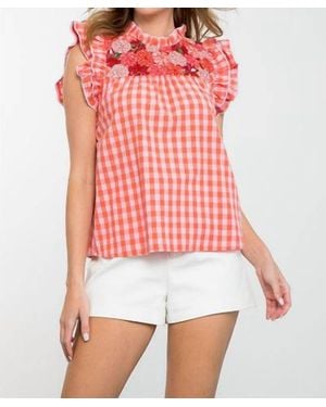 Thml Dawn Of My Heart Gingham Top - Red