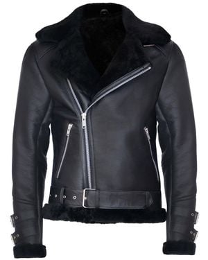 Infinity Leather Sheepskin Leather Biker Jacket-Edmonton - Black