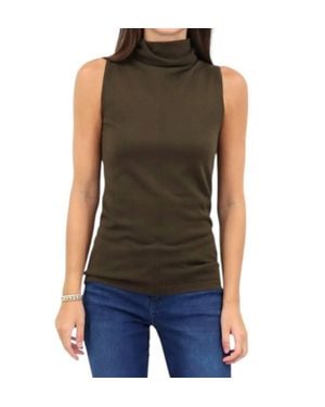 Kinross Cashmere Seamed Funnel Tank - Black