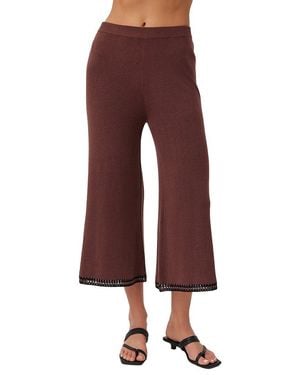 Bella Dahl Crocheted Trim Linen-Blend Cropped Pant - Red