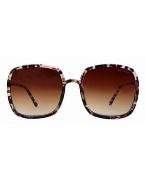 Suzy Levian Floral Oversize Square Lens Sunglasses - Brown