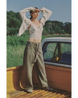 Pilcro Fine Gauge Linen Cardigan - Green