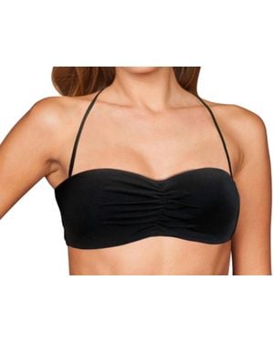 Zalia Center Ruched Bandeau Bikini Top - Black