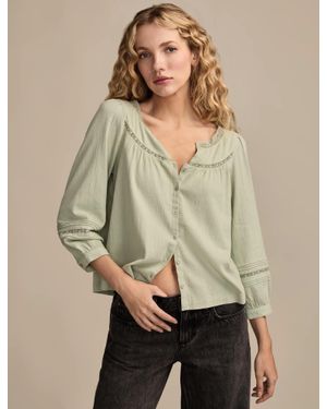 Lucky Brand Lace Long Sleeve Top - Natural