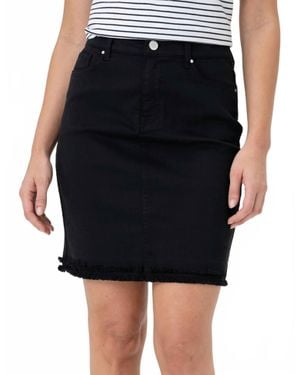 Renuar Raw-Edge Tencel Blend Woven Skirt - Black