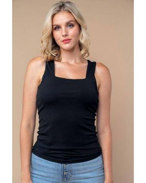 White Birch Sleeveless Solid Knit Top - Black