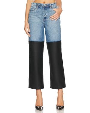 Blank NYC Ribcage Straight Leg Denim With Faux Leather Pants - Blue
