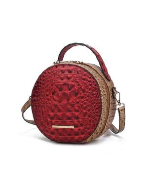 MKF Ynnari Crossbody Croc-Embossed Round Chic Handbag Top Handle - Red