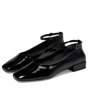 Seychelles Pumpkin Flats Patent Leather Ankle Strap Htat1129 - Black