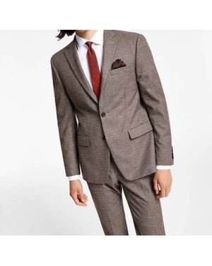 BarIII Slim-Fit Stretch Check Suit Jacket - Brown