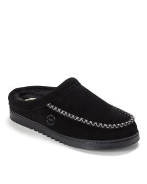 Dearfoams Beckett Genuine Suede Clog Slippers - Black