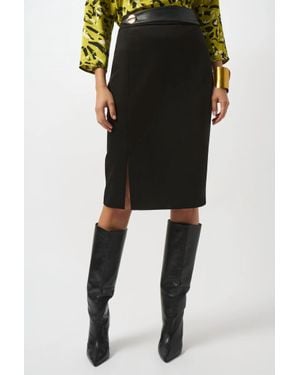 Joseph Ribkoff Scuba Suede Pull On Leatherette Pencil Skirt - Black
