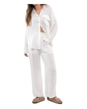 Blu Pepper Breezy Oversized Button Down Shirt - White