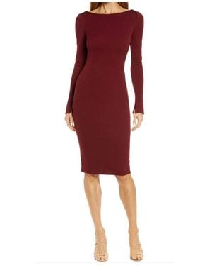 Katie May Surrender Drape Cowl Back Midi Dress - Red