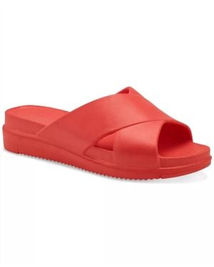 Sun & Stone Islla Crisscross Slide Wedge Sandals - Red