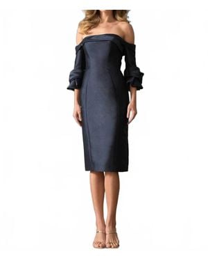 Marsoni by Colors Fitted Off Shoulder Cocktail Dress - Blue