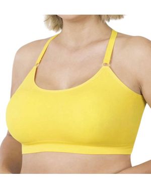 Zenana Cross Back Padded Seamless Bra - Yellow
