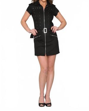 Orchid Bloom Gothic Mini Dress - Black