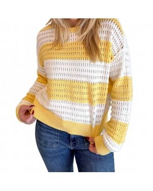 Olivaceous Sadie Mesh Stripe Knit Sweater - Yellow