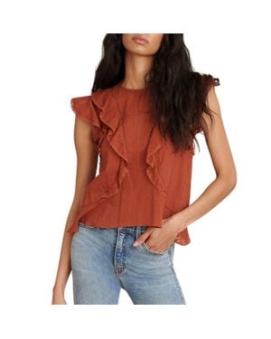 Veronica Beard Aira Ruffle Top - Red