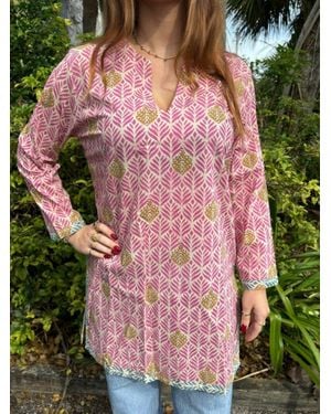 Just Darviny V-Neck Tunic Shirt - Pink