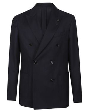 Lardini Double-Breasted Roma Virgin Wool Blazer - Blue