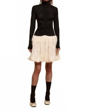 Promesa Two-Tone With Ruched Bodice Bubble Mini Dress - Black