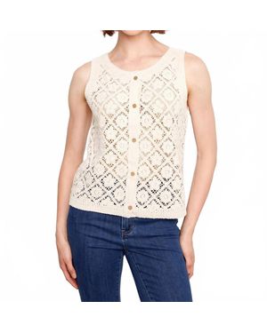 Charlie b Crotchet Button Up Sleeveless Vest - Blue