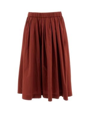 Casey Casey Brick Pleated Silk-Cotton Blend A-Line Skirt - Red