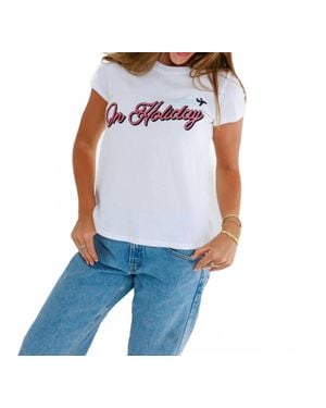 Sunny Somewhere On Holiday Crew Tee - Blue
