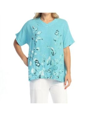 Jess & Jane Botanica Mineral Washed Cotton Gauze Top - Blue
