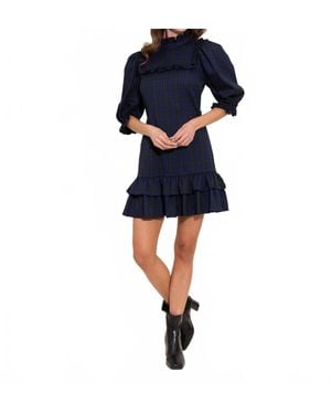 Alden Adair Murphey Puff Sleeve Mini Dress - Blue