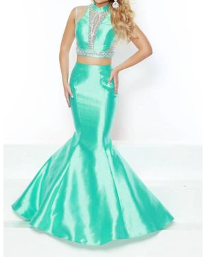 2Cute Halter Maxi Prom Dress - Green