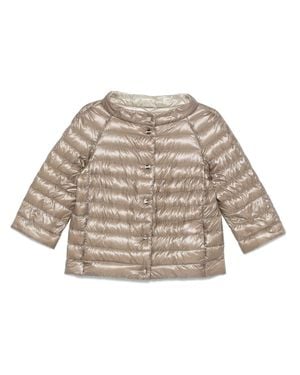 Herno Press-Stud Boat Neck Coat - Natural
